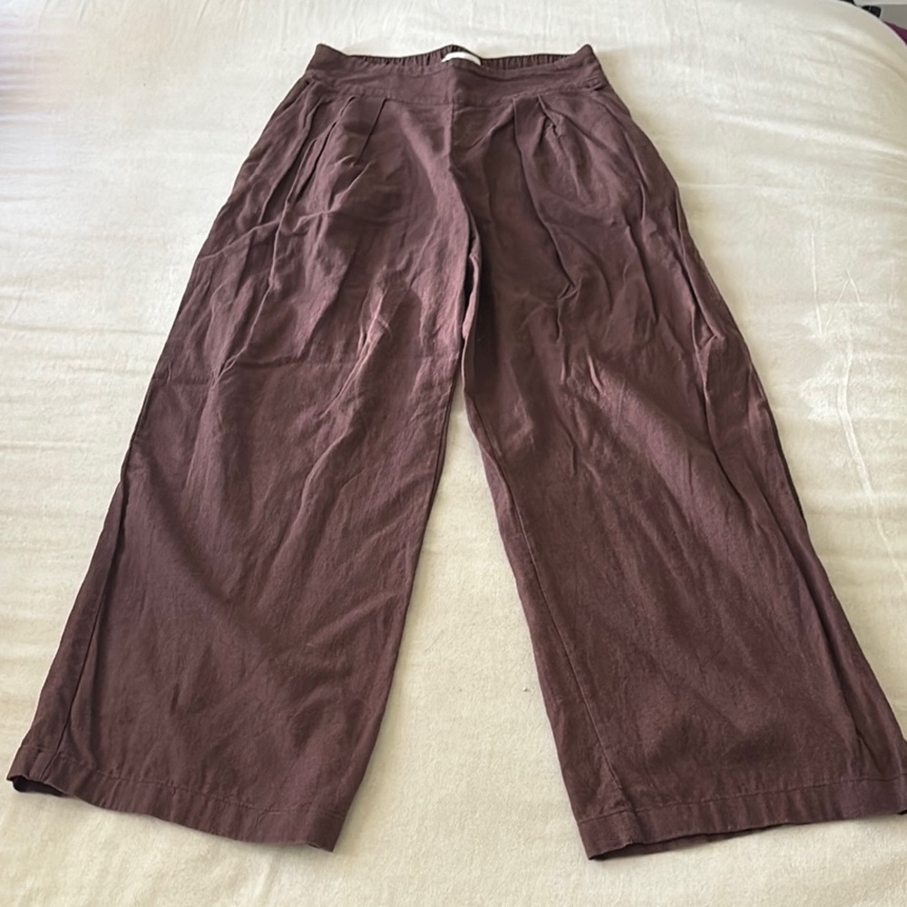 Linen wide leg pants